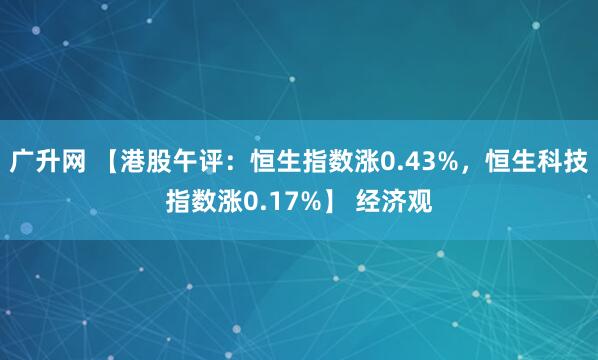 广升网 【港股午评：恒生指数涨0.43%，恒生科技指数涨0.17%】 经济观