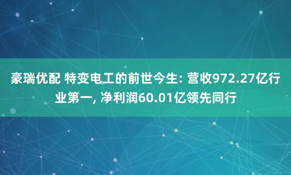 豪瑞优配 特变电工的前世今生: 营收972.27亿行业第一, 净利润60.01亿领先同行