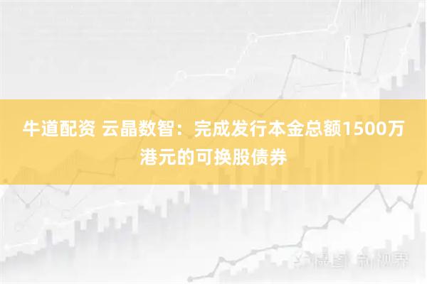 牛道配资 云晶数智：完成发行本金总额1500万港元的可换股债券
